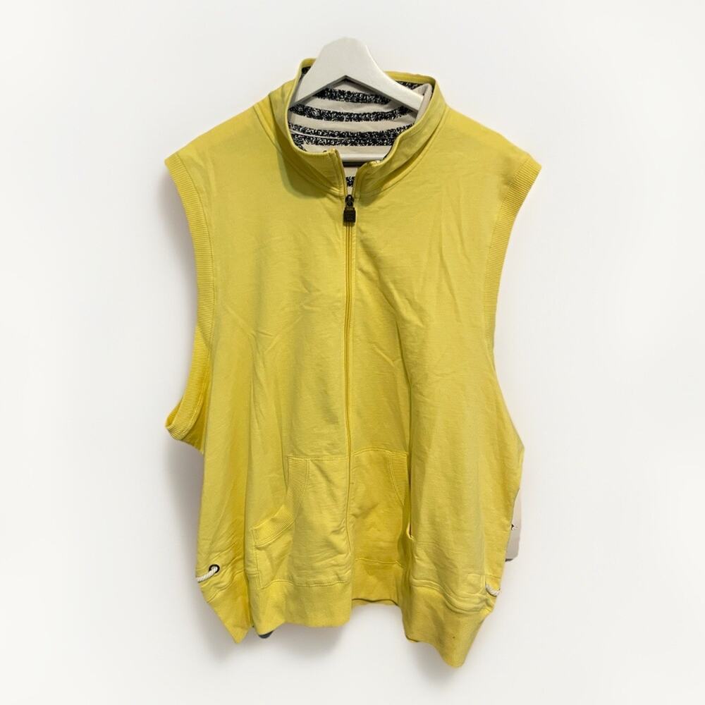 Oleg Cassini Sport Vest Sz 3X NWT Yellow Hoodie Zip Cool Vibe Boho